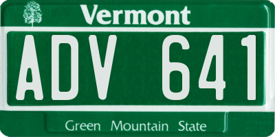 VT license plate ADV641