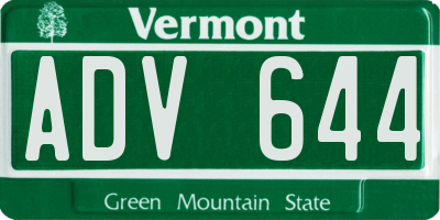 VT license plate ADV644