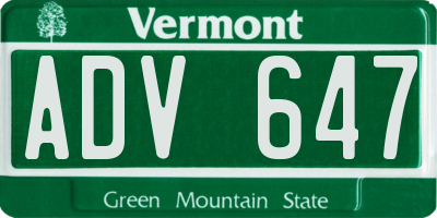 VT license plate ADV647