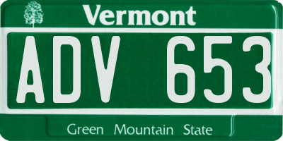 VT license plate ADV653