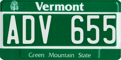 VT license plate ADV655