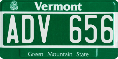 VT license plate ADV656