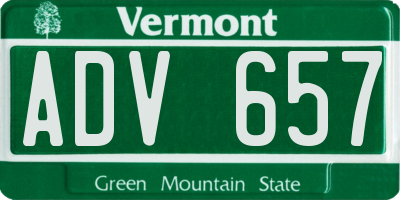 VT license plate ADV657