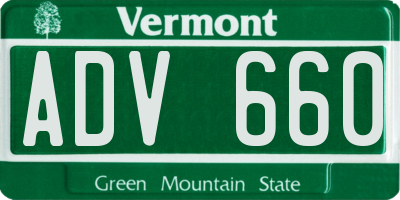 VT license plate ADV660