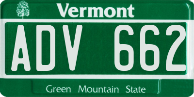 VT license plate ADV662