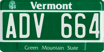 VT license plate ADV664