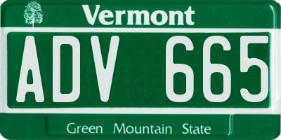 VT license plate ADV665