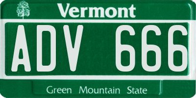 VT license plate ADV666