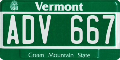VT license plate ADV667