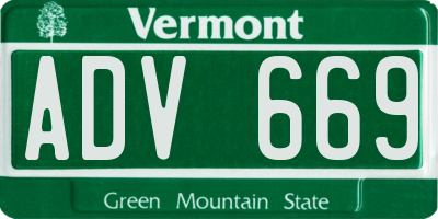 VT license plate ADV669