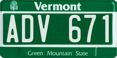 VT license plate ADV671