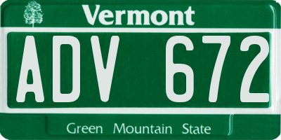 VT license plate ADV672
