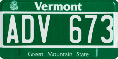 VT license plate ADV673