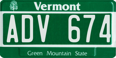 VT license plate ADV674