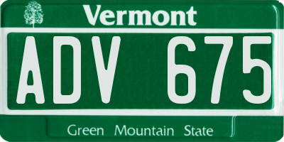 VT license plate ADV675