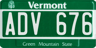 VT license plate ADV676