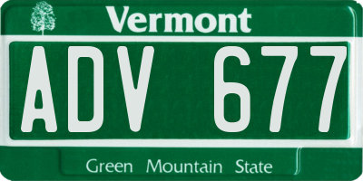 VT license plate ADV677