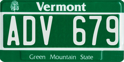 VT license plate ADV679
