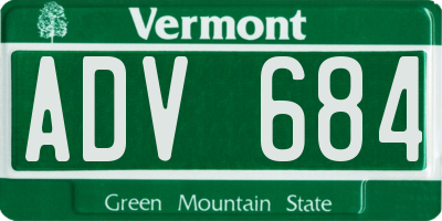 VT license plate ADV684