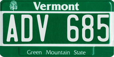 VT license plate ADV685