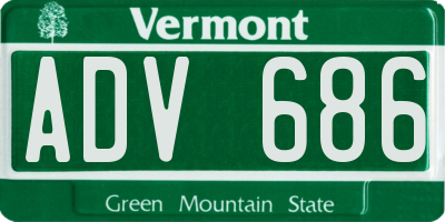 VT license plate ADV686