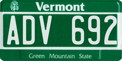 VT license plate ADV692