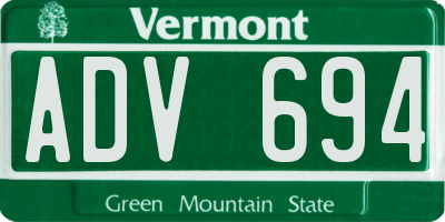 VT license plate ADV694