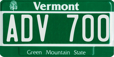 VT license plate ADV700