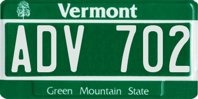 VT license plate ADV702