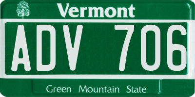 VT license plate ADV706