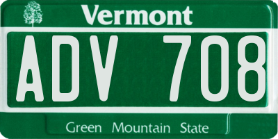 VT license plate ADV708