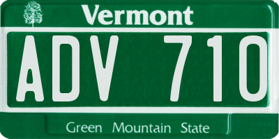 VT license plate ADV710