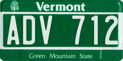 VT license plate ADV712
