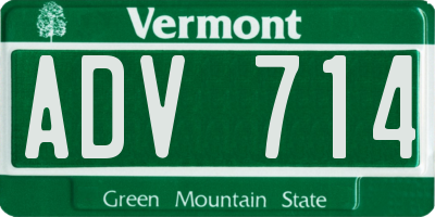 VT license plate ADV714