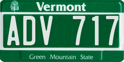 VT license plate ADV717
