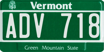 VT license plate ADV718