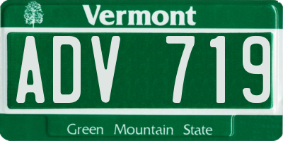 VT license plate ADV719
