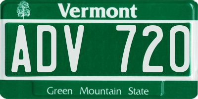 VT license plate ADV720