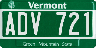 VT license plate ADV721