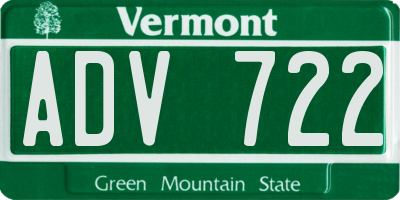 VT license plate ADV722
