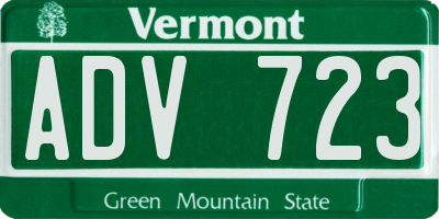 VT license plate ADV723