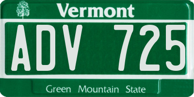 VT license plate ADV725