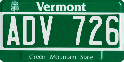 VT license plate ADV726