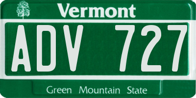 VT license plate ADV727