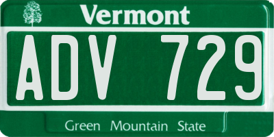 VT license plate ADV729