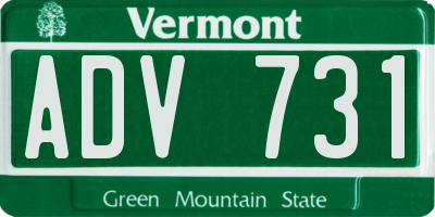 VT license plate ADV731