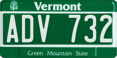 VT license plate ADV732
