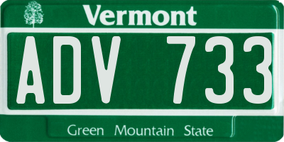 VT license plate ADV733