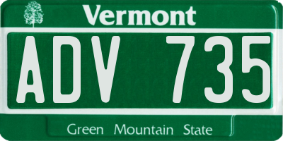 VT license plate ADV735