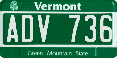 VT license plate ADV736